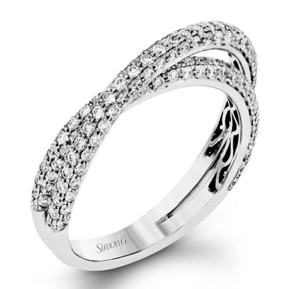 Round-cut Criss-cross Engagement Ring & Matching Wedding Set in 18k Gold with Diamonds