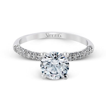 Round-cut Criss-cross Engagement Ring & Matching Wedding Set in 18k Gold with Diamonds