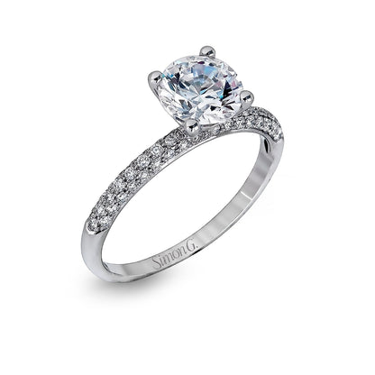 Round-cut Criss-cross Engagement Ring & Matching Wedding Set in 18k Gold with Diamonds