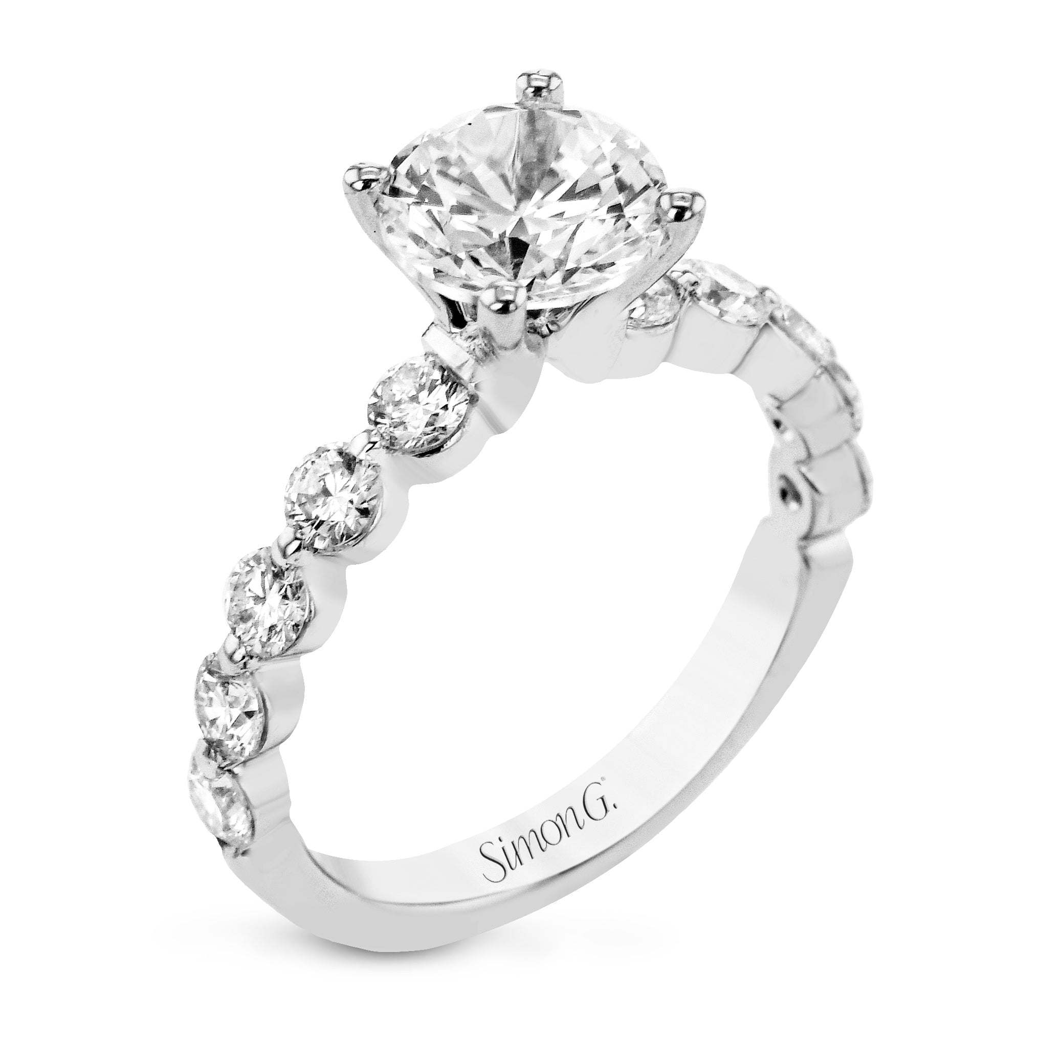 Round-Cut Engagement Ring In 18k Gold With Diamonds – Gold and Gems ...