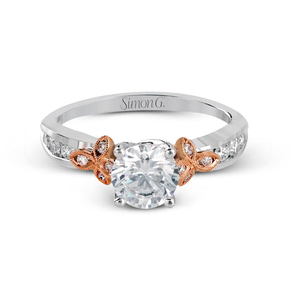 Round-Cut Engagement Ring In 18k Gold With Diamonds
