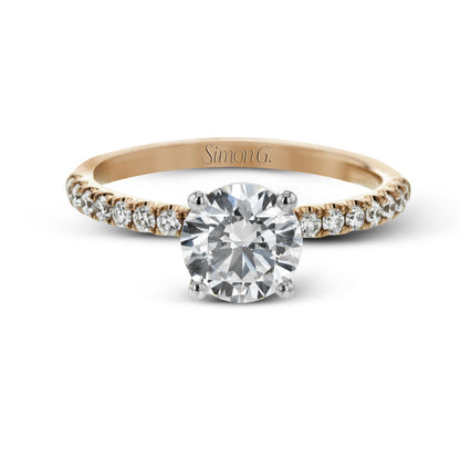 Round-cut Engagement Ring & Matching Wedding Band in 18k Gold with Diamonds