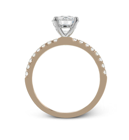 Round-cut Engagement Ring & Matching Wedding Band in 18k Gold with Diamonds