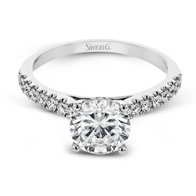 Round-cut Engagement Ring & Matching Wedding Band in 18k Gold with Diamonds