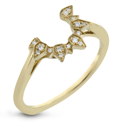 Round-cut Engagement Ring & Matching Wedding Band in 18k Gold with Diamonds