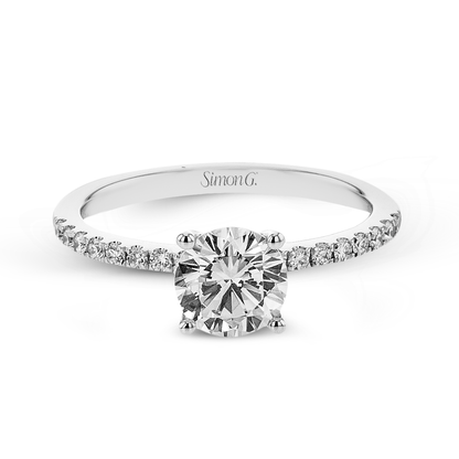 Round-cut Engagement Ring & Matching Wedding Band in 18k Gold with Diamonds