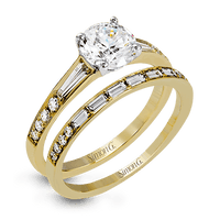 Round - cut Engagement Ring & Matching Wedding Band in 18k Gold with Diamonds - Simon G. Jewelry