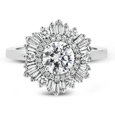 Round-cut Flower Halo Engagement Ring in 18k Gold with Diamonds