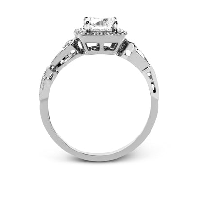 Round-Cut Halo Engagement Ring In 18k Gold With Diamonds