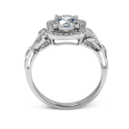 Round-Cut Halo Engagement Ring In 18k Gold With Diamonds