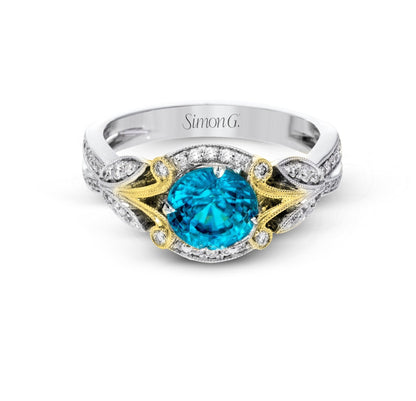 Round-Cut Halo Engagement Ring In 18k Gold With Diamonds