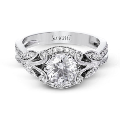 Round-Cut Halo Engagement Ring In 18k Gold With Diamonds