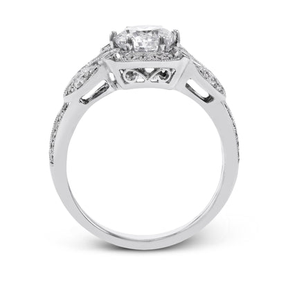 Round-Cut Halo Engagement Ring In 18k Gold With Diamonds