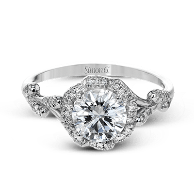 ROUND-CUT HALO ENGAGEMENT RING WITH DIAMONDS