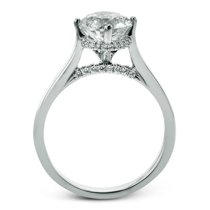 Round-Cut Hidden Halo Engagement Ring In 18k Gold With Diamonds