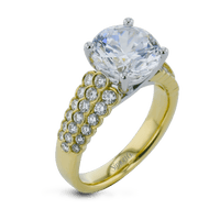 Round - cut Micro - bezel Engagement Ring in 18k Gold with Diamonds - Simon G. Jewelry
