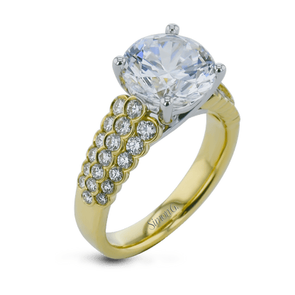 Round - cut Micro - bezel Engagement Ring in 18k Gold with Diamonds - Simon G. Jewelry
