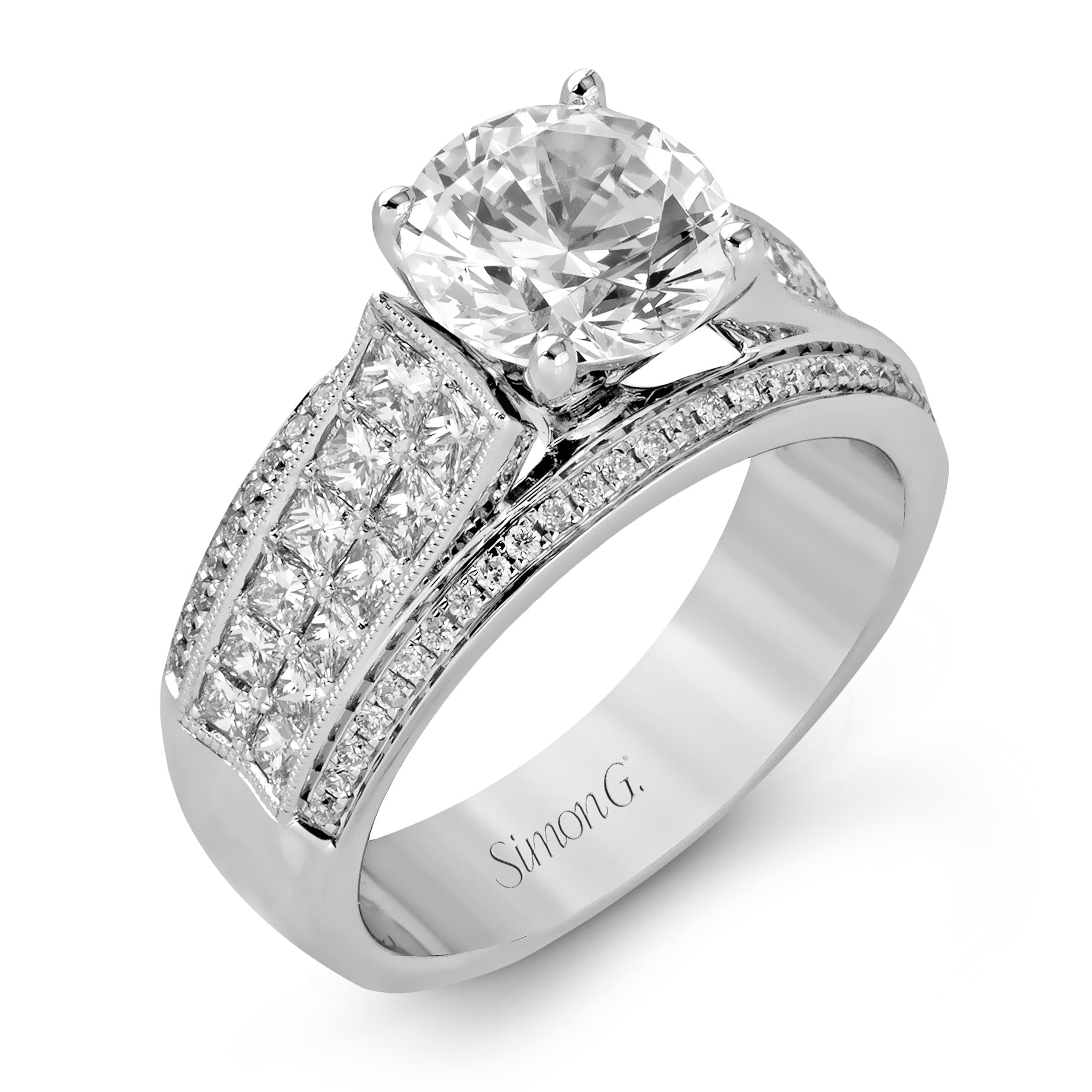 Round-Cut Simon-Set Engagement Ring In 18k Gold With Diamonds – Gold ...