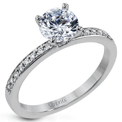 Round-cut Split-Shank Engagement Ring & Matching Wedding Band in 18k Gold with Diamonds