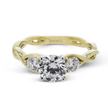 Round-Cut Three-Stone Engagement Ring In 18k Gold With Diamonds