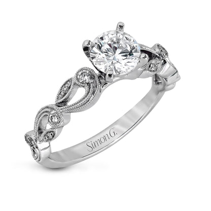 Round-cut Trellis Engagement Ring & Matching Wedding Band in 18k Gold with Diamonds