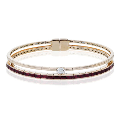 Ruby Bangle in 18k Gold with Diamonds