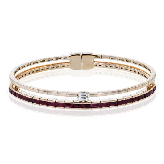 Ruby Bangle in 18k Gold with Diamonds
