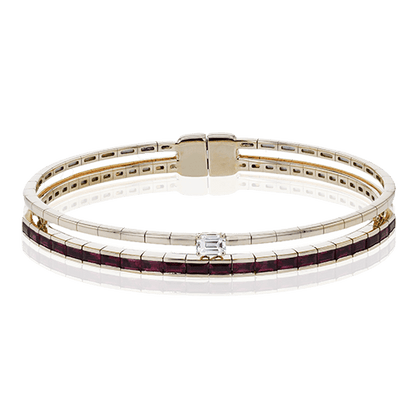 Ruby Bangle in 18k Gold with Diamonds