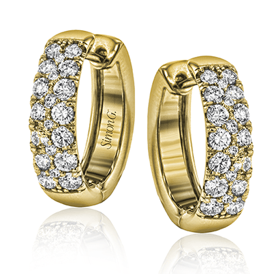 Simon - set Huggie Hoop Earrings in 18k Gold with Diamonds - Simon G. Jewelry