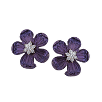 Titanium Flower Stud Earrings in 18k Gold with Diamonds - Simon G. Jewelry