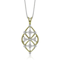 Trellis Pendant Necklace in 18k Gold with Diamonds - Simon G. Jewelry