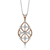 Trellis Pendant Necklace in 18k Gold with Diamonds - Simon G. Jewelry