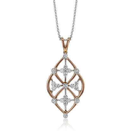 Trellis Pendant Necklace in 18k Gold with Diamonds - Simon G. Jewelry