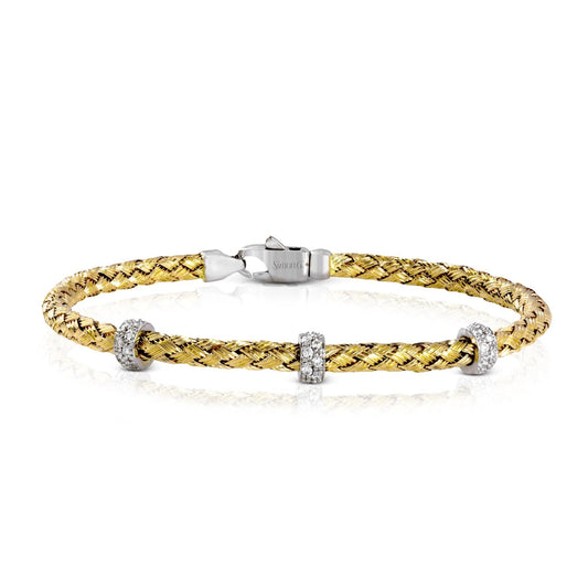 Woven Bangle in 18k Gold with Diamonds