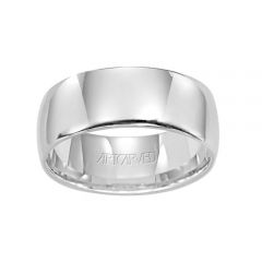 01-LDIR080 Ladies Plain 14K White Gold Wedding Band 8.0mm Comfort Fit from ArtCarved