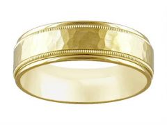 14K Yellow Gold Hammer Finish Band for Her 11-N7024