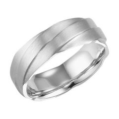 14K White Gold Engraved Comfort Fit Band for Him 11-N7665