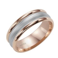 14K Two Tone Comfort Fit Rolled Edge Band for Him 11-N7680