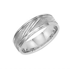 11-WV6046 Venice Men's Carved 14 Karat White Gold Wedding Band from ArtCarved