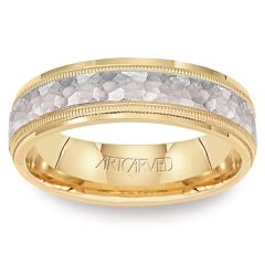 11-WV7190U6 Wavecrest Two Tone Gold Mens Wedding Band 6.0mm Comfort Fit from ArtCarved