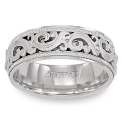 11-WV7300W Sovereign White Gold Mens Wedding Band from ArtCarved