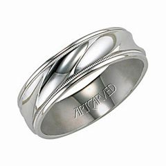 11-WV7338W Largo 14K Carved Gold Wedding Band for Women by ArtCarved Bridal