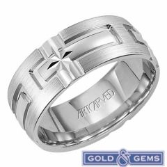 Cathedral 7mm 14kt White Gold Comfort Fit Wedding Ring for Women from ArtCarved Bridal 11-WV7353W