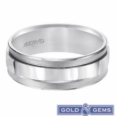 11-WV7475W Ladies 14K Wedding Band with Beveled Edges Sand and Bright Finish from ArtCarved