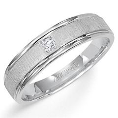14K White Gold Single Diamond Comfort Fit Band for Him 21-V3105W