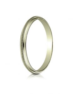 14k Yellow Gold 2mm High Polished Milgrain Center Design Band for Women