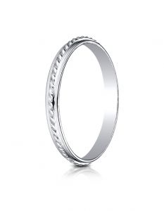14k White Gold 2mm High Polished Rope Center Design Band for Women