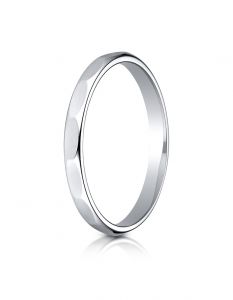 14k White Gold 2mm High Polished Faceted Design Band for Women