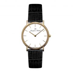14K Gold and Leather 3 ATM Jacques Michel Watch Style# JM-12003