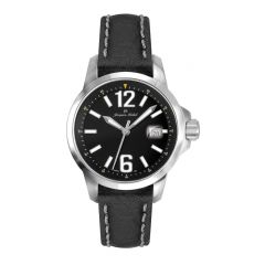 Stainless Steel and Sport Leather Luminous Dial and Hands and Screw Down Diver Crown 20 ATM Jacques Michel Watch Style# JM-12176